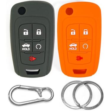 Imagem de Click&Fit Capas de chaveiro de silicone compatíveis com Chevrolet 2010-18 Equinox Camaro Malibu Cruze, Buick 2014-17 Regal Verano Crosse, GMC Terrain – Capa de borracha para chave de carro 5B