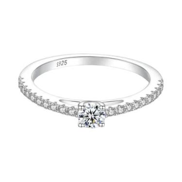 Imagem de Anel Feminino Pequeno De Prata Esterlina 925 Com Moissanite Simples E 