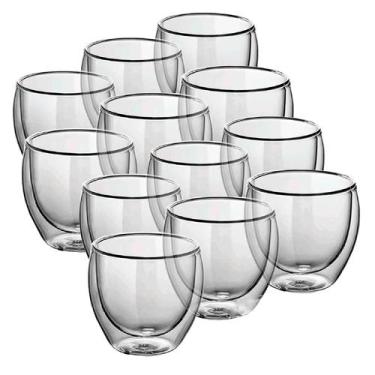 Imagem de KIT 12 Copos Duplo de Vidro 100ML Café Expresso Cappuccino Chá Shot Wh