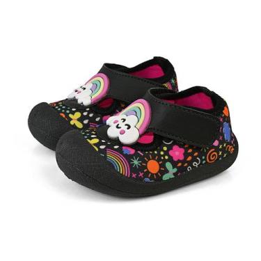 Imagem de Sapameia Antiderrapante Menina Infantil Bebê Conforto Preto/Colorido M