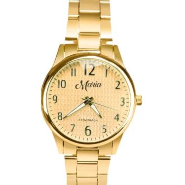 Imagem de Relógio Feminino Analógico Dourado com Colar Brincos Pulseira e Caixa Elegante Presente Completo