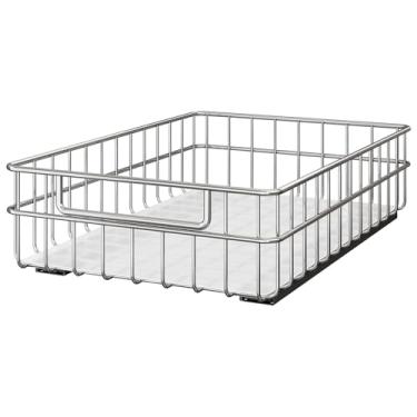 Imagem de Organizador de armário de aço inoxidável (29 cm L x 40 cm P x 12 cm A) - 1 pacote, estrutura de design minimalista, trilhos deslizantes de extensão total, fácil instalação para organizadores de