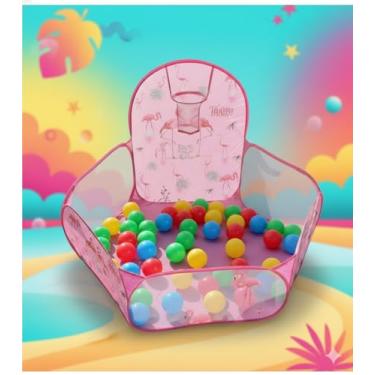 Imagem de Mini Piscina de Bolinhas Rosa + BOLINHAS Coloridas com Cesta de Basquete Interativo Dobrável Infantil Para Crianças Portátil Brinquedo Presente Meninas Brinquedo Educativo Para Parques, Quarto, Férias