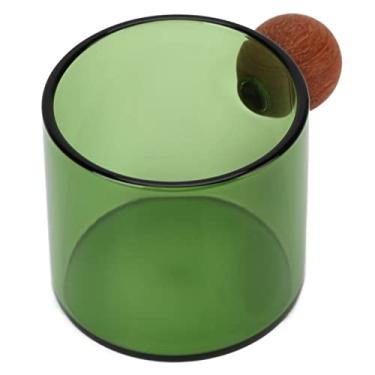 Imagem de Ymiko Caneca de café de Vidro Transparente Resistente Ao Calor Com Alça de Bola de Madeira para Uso Em Escritório, Bar e Festas (Verde)