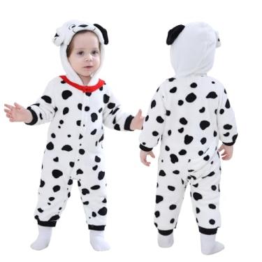 Imagem de TONWHAR Body de animal para bebês e meninas, macacão infantil e infantil, fantasia de Halloween, Dálmatas brancos, 2-3 Months