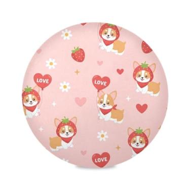 Imagem de Wassud Jogo americano com tapetes redondos de morango para cozinha e jantar, tapetes laváveis e resistentes ao calor, decoração de mesa 39 cm