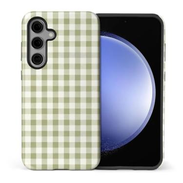 Imagem de WANKBLC Capa brilhante compatível com Samsung Galaxy S25 Plus para meninas e meninos, design de corpo inteiro, silicone macio, proteção contra arranhões, padrão maluco, retrô, verde-oliva, xadrez