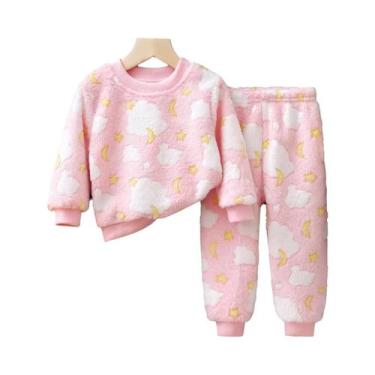 Imagem de Pijamas De Flanela Para Meninas E Meninos, Conjuntos De Manga Longa Pa