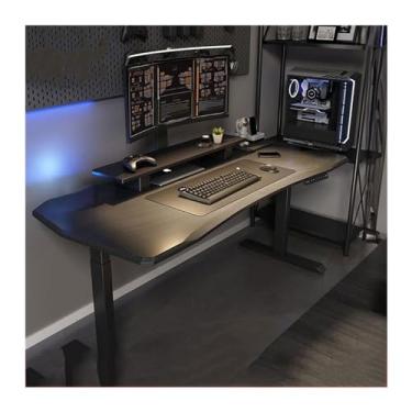 Imagem de hezhuhe2258 Mesa de computador para escritório em casa, mesa de elevação elétrica, mesa de estudo, pode ser levantada com pernas para jogos e escritório (160 x 80 x 72 cm)