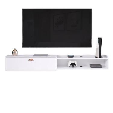 Imagem de Rack Suspenso para Tv 75 polegadas 1.80cm Decoração Sala Estar Nicho Organizador 1 Porta - OFERTA(Branco)