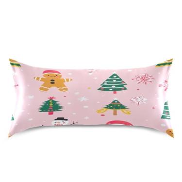 Imagem de Blueangle Fronha de cetim Gingerbread Man para cabelo e pele, fronha de seda, tamanho king (50,8 x 101,6 cm) - Capas de almofada de cetim com fecho de envelope (600)