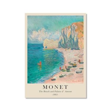 Imagem de Pôster de tela Monet Water Lily Sunrise Claude Monet impressões paisagem vintage imagem de arte de parede sala de estar decoração galeria pôster (SKU5,12x16 polegadas=(30x40 cm), sem moldura)