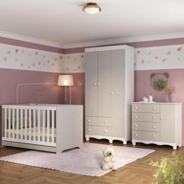 Imagem de Quarto de Bebê Completo com Berço Americano 3 em 1 para Colchão 130x70