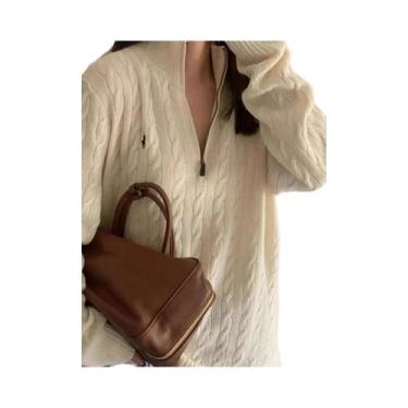 Imagem de Suéter Feminino De Tricô Solto Com Design Exclusivo, Camada Interna Gr