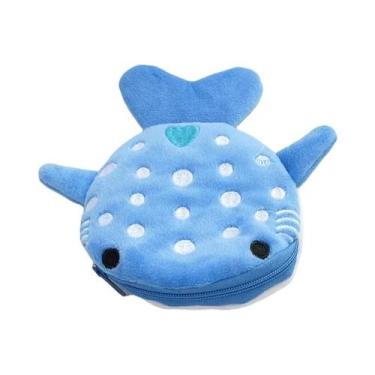 Imagem de Carteira De Moedas De Pelúcia Mini Baleia Tubarão Azul Com Zíper Para 