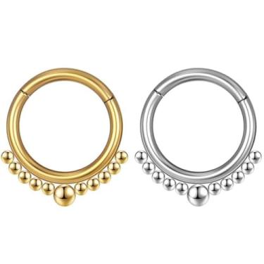 Imagem de Piercing helix conch nariz Argola Titânio Pvd Clik Bolinhas 1,2x8mm (Prateado)