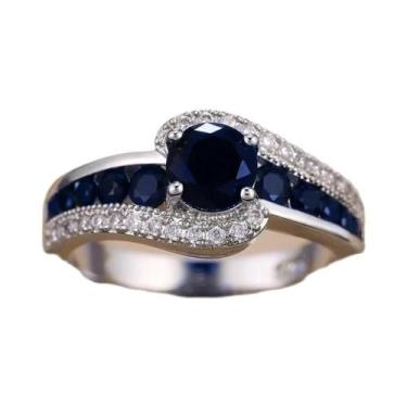 Imagem de Anel De Casamento De Cristal De Pedra Preta Para Mulheres, Joia Clássi