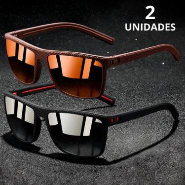 Imagem de Kit 2 Óculos Masculino De Sol Polarizado Texturizado Com Anti-Reflexo 