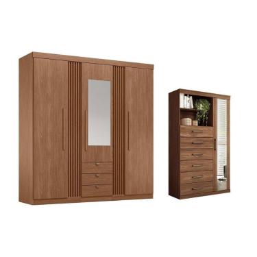 Imagem de Guarda Roupa 2 Peças (1guardaroupa+1cômoda) Qc248 Jatobá - Santos Andirá