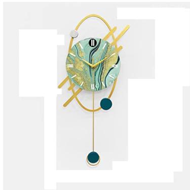 Imagem de Relógio de parede nórdico para sala de estar com mostrador impresso, relógio de pendurar personalizado, redondo, silencioso, design moderno, relógio 3D