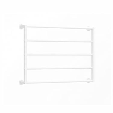 Imagem de Prateleira organizadora de papel de embrulho de metal de 5 camadas, prateleira, lenços, calças/toalhas, prateleira organizadora com barra transversal removível para lojas de varejo (cor: branco