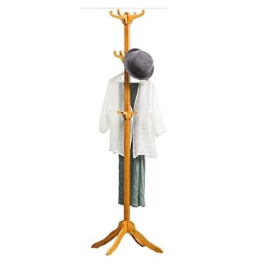 Imagem de SLGGPJBU Cabideiro de bambu com economia de espaço, suporte de 12 ganchos de montagem super fácil de montar, cabide de casaco de corredor, suporte de chapéu para bolsa, suporte de roupas para entrada