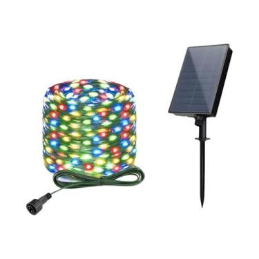 Imagem de Luzes De Cordão LED Solares Em Couro, Luzes De Fada Estrela Brilhante 