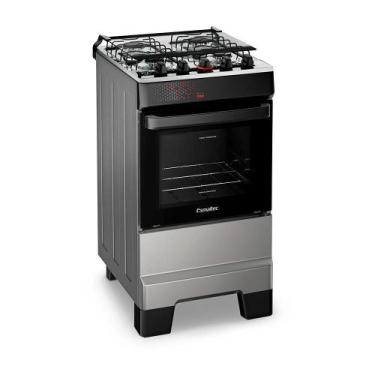 Imagem de Fogão a Gás Mesa Inox Tampa de Vidro Forno 50L Esmaltec IDEAL Top Inox