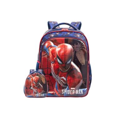 Imagem de Kit Escolar Mochila De Costas + Lancheira Spider-Man Aranha