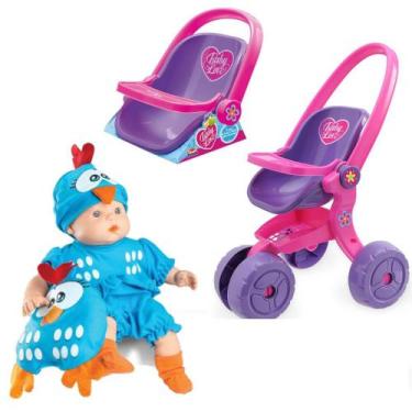 Imagem de Kit Boneca Meu Bebe Galinha Pintadinha + Carrinho + Bebe Conforto - Ro