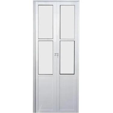 Imagem de Porta Camarão Lambril Branca C/vidro C/trinco 2,10x70 Lado Esquerdo  -