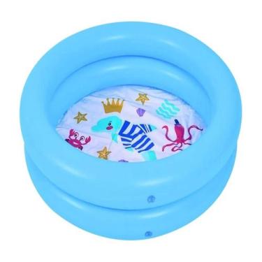 Imagem de Piscina Inflável Infantil 2 Níveis 46 Litros Verão Praia - BS, Azul