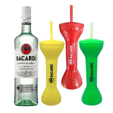 Imagem de Rum Bacardi Superior Carta Blanca - 980ml + 3 Copos de Plástico Personalizados 