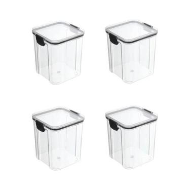 Imagem de Conjunto De 5 Potes Transparentes De Plástico Para Armazenamento De Al
