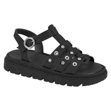Imagem de Sandalia Feminina Papete Tratorada Tachas Moleca 5504115, Preto, 35