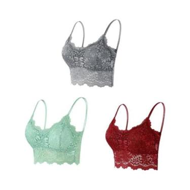 Imagem de Sutiãs De Renda Femininos, 3 Peças, Confortáveis, Sem Fio, Sem Costura