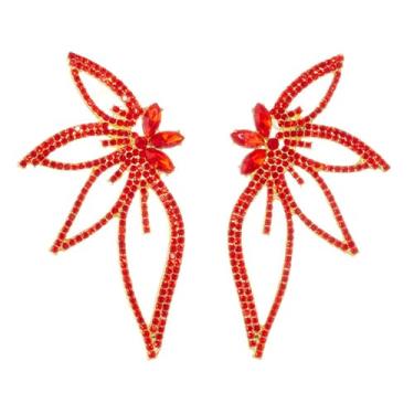 Imagem de Brincos de strass para mulheres, brincos de cristal para noivas, brincos de gota brilhantes, vestidos de festa de formatura e casamento para convidadas para mulheres, Adjustable, Metal, Sem pedra