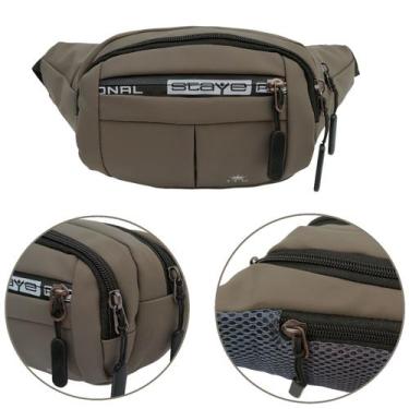 Imagem de Pochete masculina bolsa cintura motoqueiro multiuso - JTK, Cinza claro