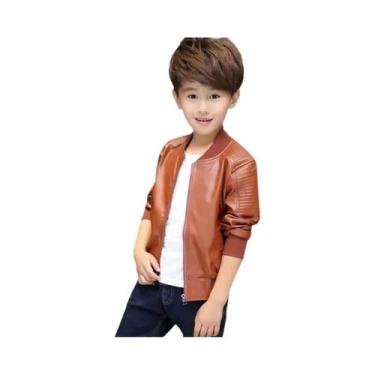 Imagem de Jaqueta De Algodão PU Para Meninos Outono Inverno Moda Infantil Veludo