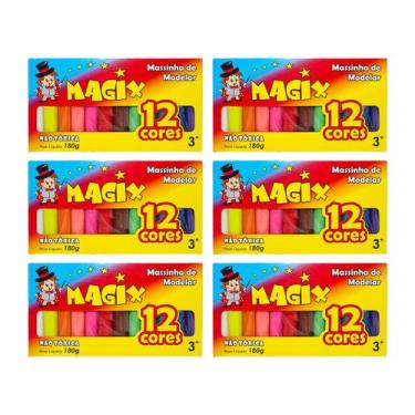 Imagem de Kit 6 Massinha De Modelar 12 Cores Magix 180g Multicolor - MAGIX KIDS
