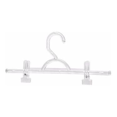 Imagem de 50 Cabides Acrílico Modelo Saia Calça+presilhas Transparente - Pegasus