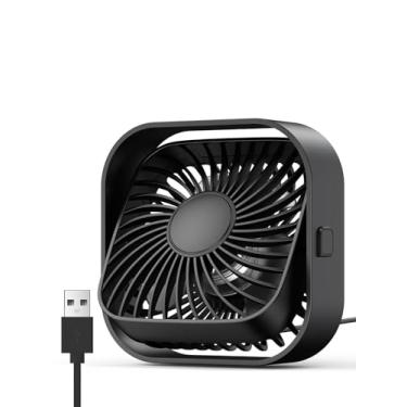 Imagem de Ventilador de mesa pequeno, alimentado por USB, ventilador portátil de 3 velocidades, fluxo de ar forte, mini ventilador de rotação de 360°, ventiladores de mesa pessoais para casa, escritório, quarto