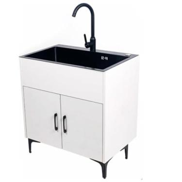 Imagem de Armário de pia de aço inoxidável - revestimento nano durável, design ecológico, ideal para vários cenários solução de armazenamento de pia de cozinha