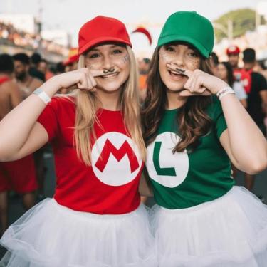 Imagem de Kit Camisetas Fantasia Carnaval Personagens Camisas Dupla Mario Luigi 