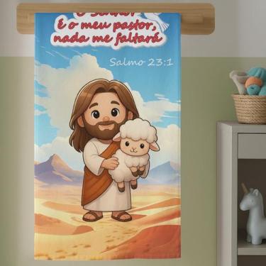 Imagem de Toalha De Banho Menina e Menino Estampa Infantil Jesus Cute Religioso 