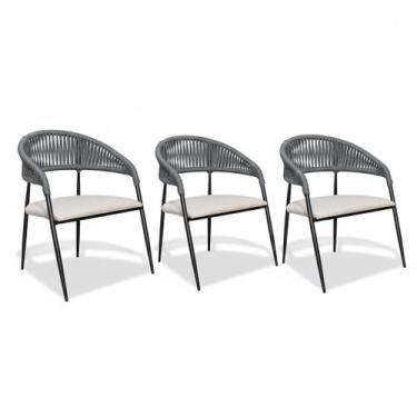 Imagem de Kit 3 Poltronas Riviera Luxo em Linho e Corda Náutica - J A Garcia