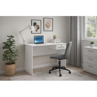 Imagem de Escrivaninha Mesa de Escritório com Gaveta 105x45x80 cm Branca - BORSA