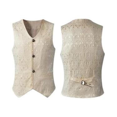 Imagem de Colete Jacquard Gótico Steampunk Preto Vintage Para Homens, Estilo Vit