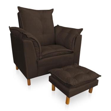 Imagem de Kit Poltrona Amamentação Sara + Puff Suede Marrom Dal Poz Estofados