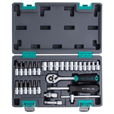 Imagem de Jogo Ferramentas Encaixe 1/4'' 29 Peças Aço Crv Stels 1410055